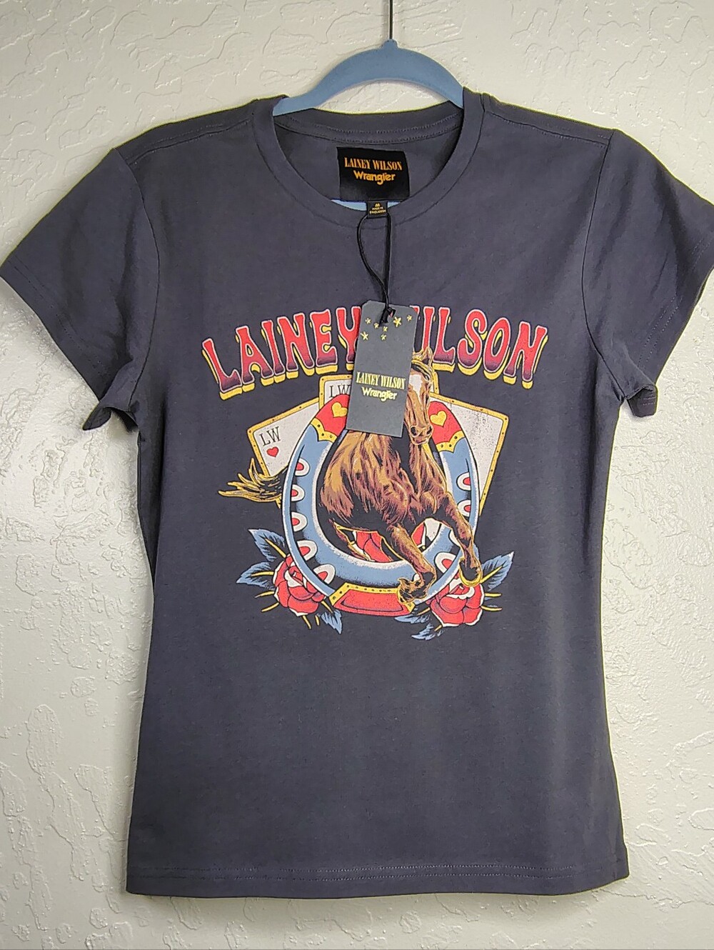 Wrangler X Lainey Wilson Women's Horse Cards Short Sleeve Graphic Tee Size M